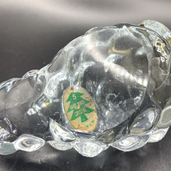 Vtg Hand Made Crystal Grape Cluster Paper Weight Applied Brass Leaf & Stem 5” - Picture 6 of 6